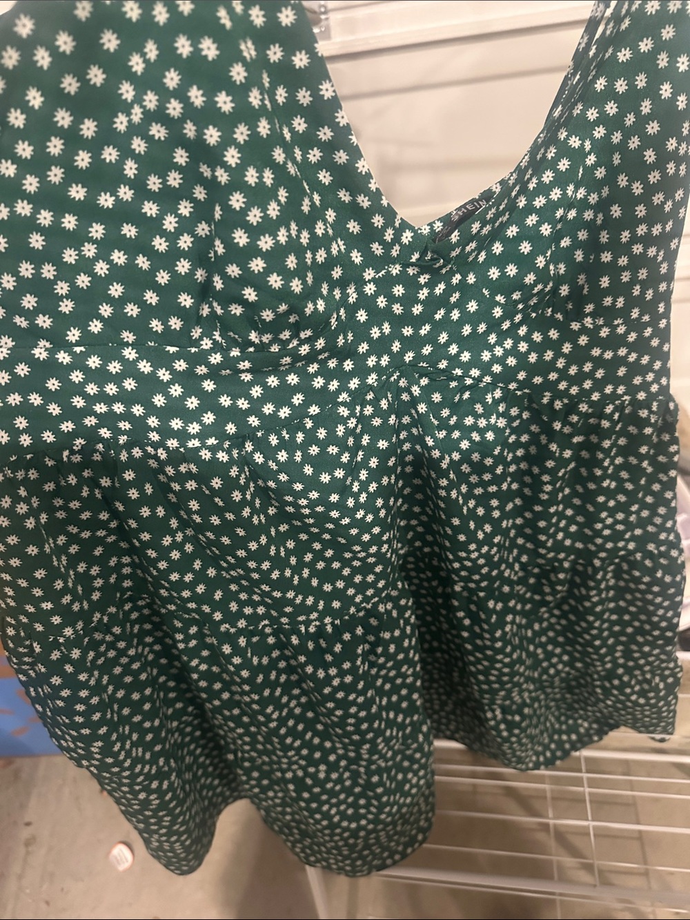 SHEIN Green Daisy-Print Tiered Camisole